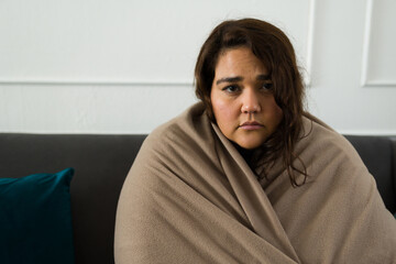 Portrait of a fat woman feeling depressed