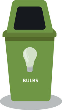 Trash can for recycling light bulbs. Waste sorting. Zero waste, reuse ideas. Recycling ideas to save the Earth. Caring for the earth