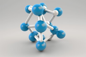 Obraz premium A single white chemical molecule against a plain white background. Digital art created on a computer. Generative AI