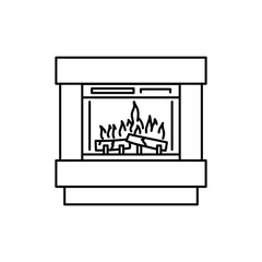Electric fireplace color line icon. Kitchen device.
