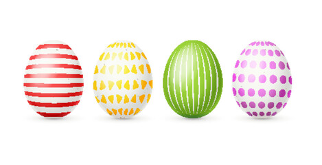 Realistic Detailed 3d Different Color Easter Egg Set in a Row Spring Holiday Concept. Vector illustration of Painted Eggs