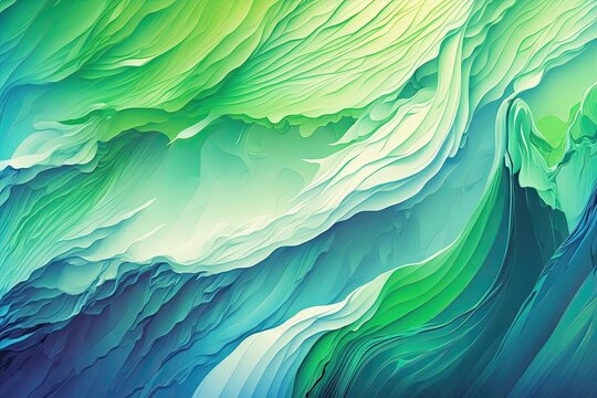 Abstract background art, blue and green gradient paint. Generative AI