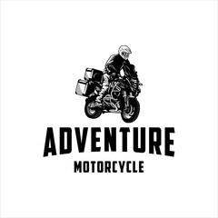Adventure motorcycle logo with masculine design style