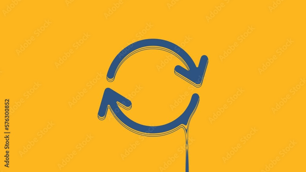 Poster blue refresh icon isolated on orange background. reload symbol. rotation arrows in a circle sign. 4k