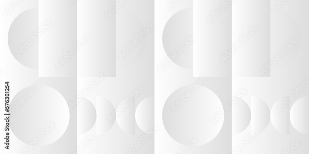 Poster Abstract white and gray gradient background. Modern minimalistic design. Vector illustration with simple shapes like circle, square, rectangle. Monochrome light 3d futuristic design