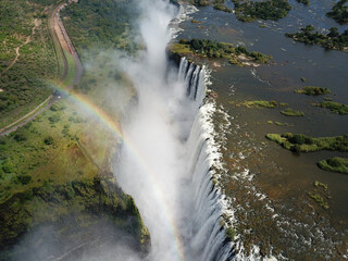 Victoria Falls at the Border of Zimbabwe and Zambia in Africa. The Great Victoria Falls One of the...