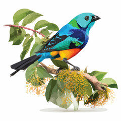 Colorful Paradise Tanager vector 