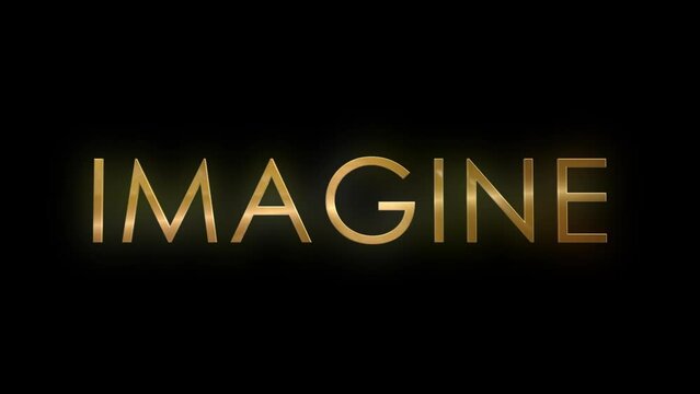 The word IMAGINE as gold, reflective, 3D text