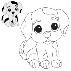 cartoon puppy coloring book for kids isolated vector