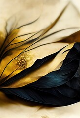 Floral black and gold abstract Background Image Photography with mood lightspots, sparkles and mist with natural texture
