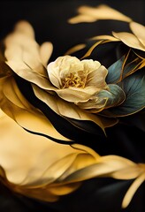 Floral black and gold abstract Background Image Photography with mood lightspots, sparkles and mist with natural texture
