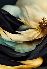 Floral black and gold abstract Background Image Photography with mood lightspots, sparkles and mist with natural texture
