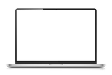 Realistic laptop mockup with a white screen. A modern laptop with a blank screen. Vector illustration.