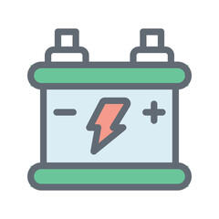 Car Battery Vector Fill Outline Icons. Simple stock illustration stock