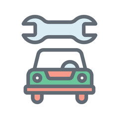 Car Maintenance Vector Fill Outline Icons. Simple stock illustration stock