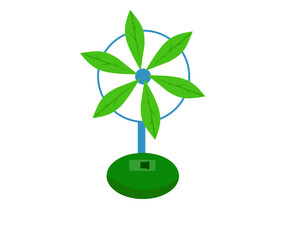 Fototapeta na wymiar fan with small plant - eco-friendly technology concept - vector illustration