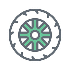 Fototapeta premium Car Rim Vector Fill Outline Icons. Simple stock illustration stock