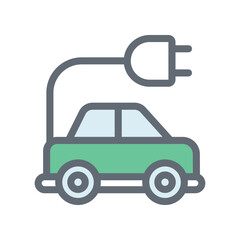 Car Charging Vector Fill Outline Icons. Simple stock illustration stock