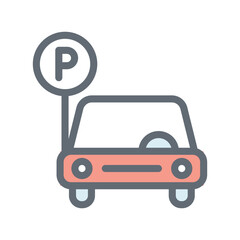 Car Parking Vector Fill Outline Icons. Simple stock illustration stock
