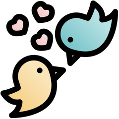 love birds black outline filled color icon