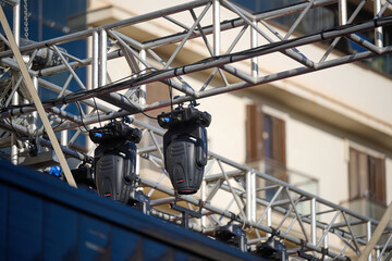 Stage lights on truss