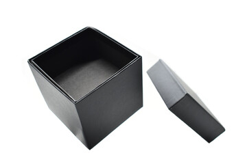 Fototapeta premium black paper box on white background, packaging industry