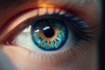 Fototapeta na wymiar Cosmic human eyes in close range Generative AI