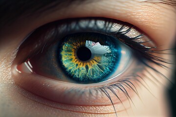 Fototapeta na wymiar Cosmic human eyes in close range Generative AI
