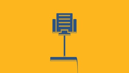 Blue Music stand icon isolated on orange background. Musical equipment. 4K Video motion graphic animation