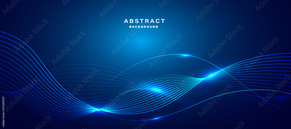 Poster Abstract blue background with flowing lines. Dynamic waves. vector illustration.	
