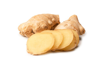 Ginger root isolated on white background.