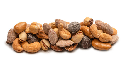 A group of almonds, pistachios, walnuts, macadamia, cashews.