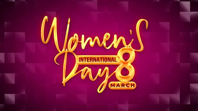 International Womens Day, March 8. 4K luxury video text animation in gold color. Great for Women's Day Celebrations Around the World.