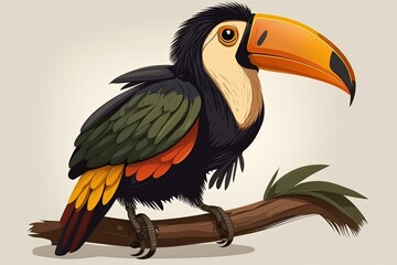 Fototapeta premium Bird native to Brazil known as a toucan. Generative AI