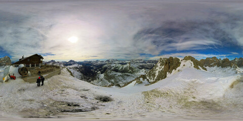 A Winter Wonderland 360 View of the Lagazuoi Refuge
Majestic Peaks and Serene Valleys A 360 View of the Italian Alps