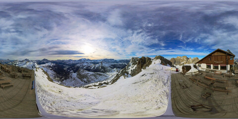 A Winter Wonderland 360 View of the Lagazuoi Refuge
Majestic Peaks and Serene Valleys A 360 View of the Italian Alps