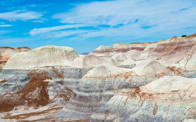 Purple, White, Red, and Orange Painted Landscape at Petrified Forest National Park