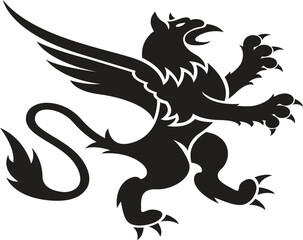 black and white heraldic dragon.