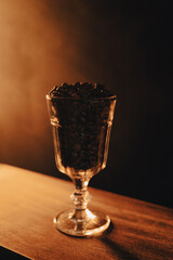 coffee, photo with smoke, bokeh, blurred background