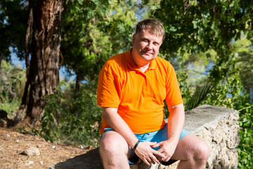 Portrait of an adult blond man of European appearance 40-44 years old.