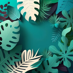 Tropical plant paper cut Illustration