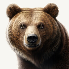 Realistic head bear on a white background, generative AI