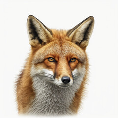 Fototapeta premium Realistic head fox on a white background , generative AI