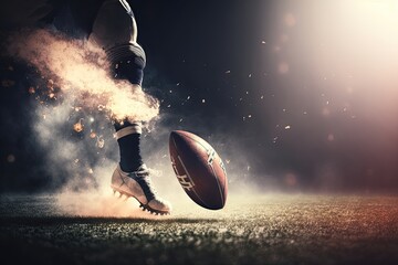 American football player kicking goal. Generative AI - obrazy, fototapety, plakaty