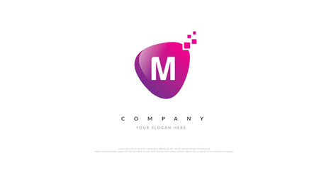 Initial M Logo Design With Digital Symbol