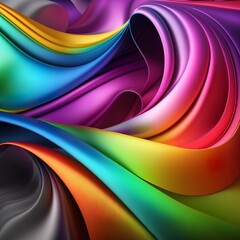 Rainbow Wavy Satin Background crumpled creasy color different paper canvas empty coloring contoured   Generative AI 