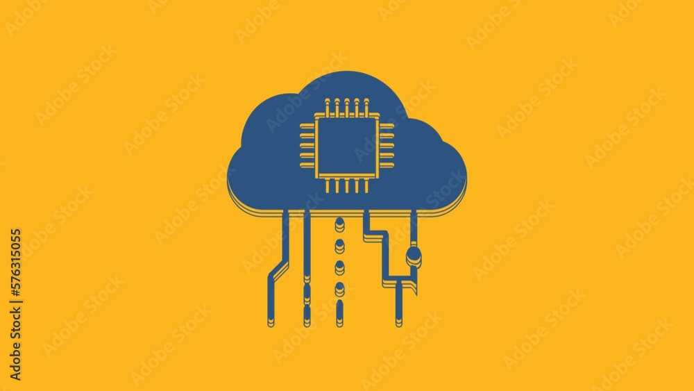 Poster blue internet of things icon isolated on orange background. cloud computing design concept. digital 