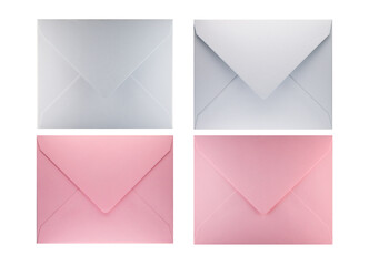 set of colored envelopes on an isolated white background.