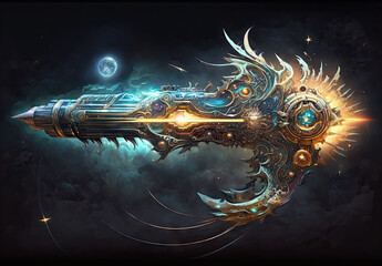 Gleaming Tempest in the Night Sky:A Weapon Illustration Generative AI