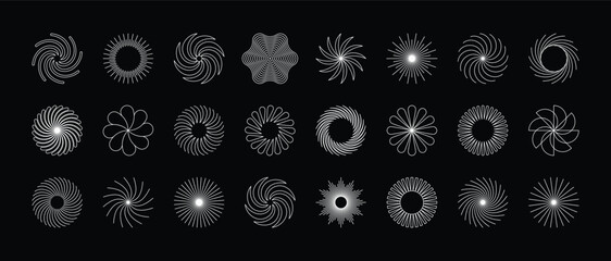 Vector minimal geometric illustrations set - trendy abstract aesthetic linear compositions, prints, frames and graphic design elements